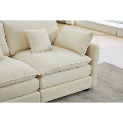 Divano componibile modulare in ciniglia 68 con design a L, pouf rimovibile e configurazione a 2 posti