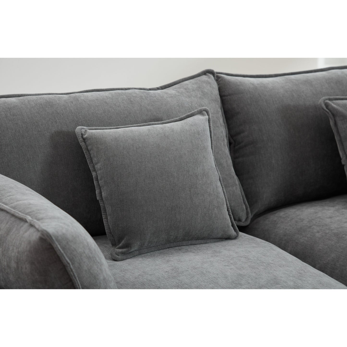 Divano componibile modulare in ciniglia 68 con design a L, pouf rimovibile e configurazione a 2 posti