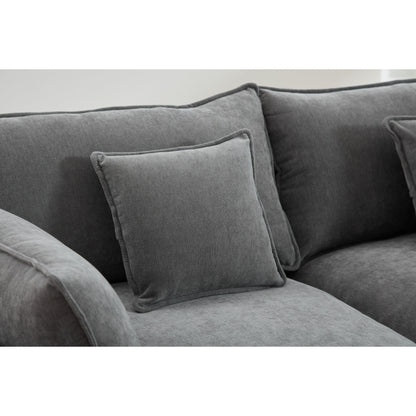 Divano componibile modulare in ciniglia 68 con design a L, pouf rimovibile e configurazione a 2 posti