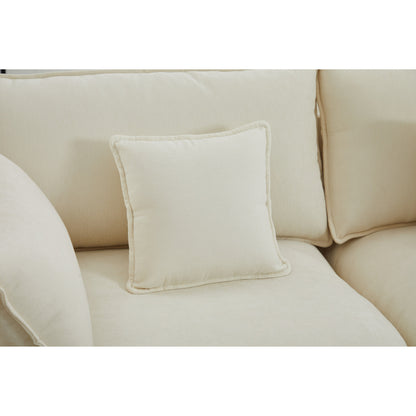 Divano componibile modulare in ciniglia 68 con design a L, pouf rimovibile e configurazione a 2 posti