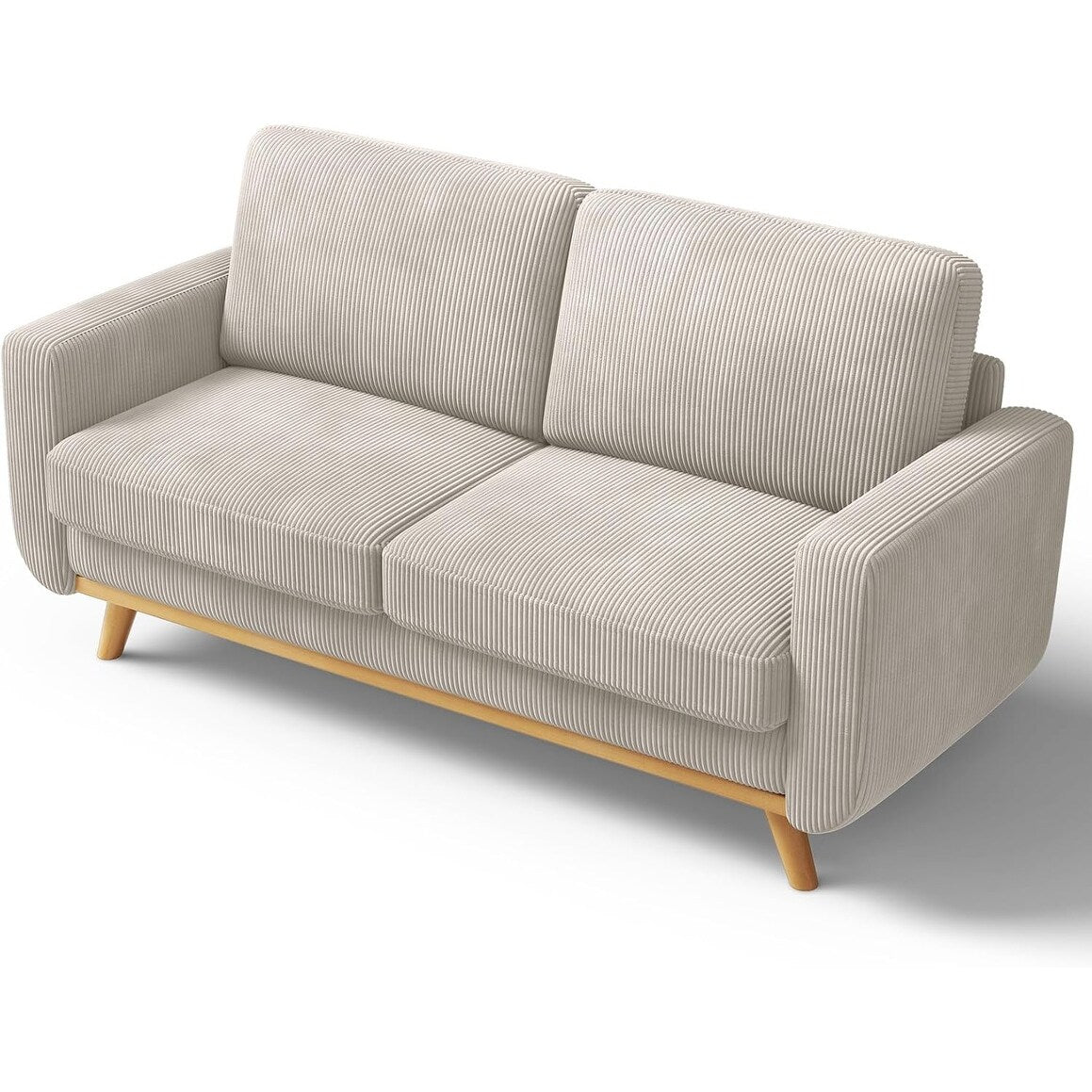 Divano a due posti in velluto a coste verde 68 - Comodo cuscino a molle e struttura in legno massello, seduta profonda moderna per soggiorno e ufficio