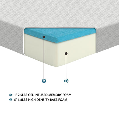 6 materassi in memory foam con gel in una scatola