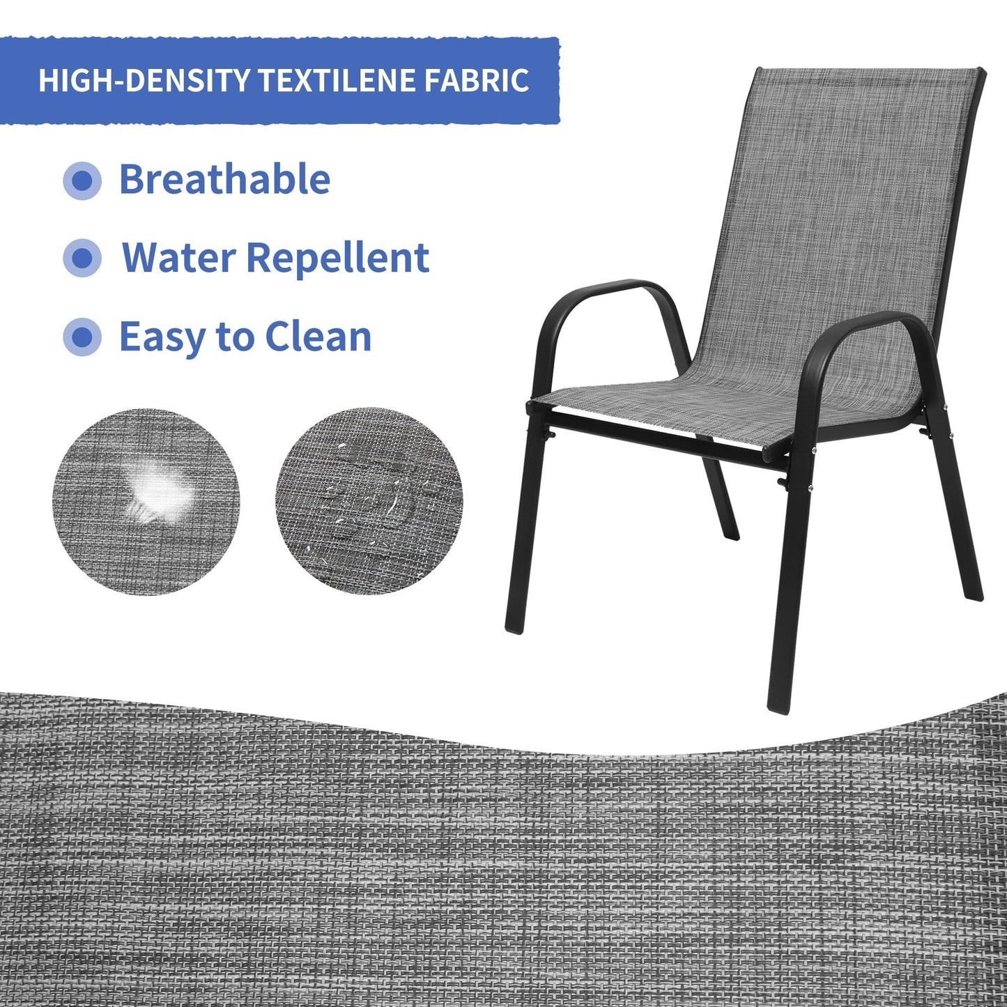 Set da pranzo per patio da 7/11 pezzi con tavolo da pranzo rettangolare estensibile in alluminio e sedie da pranzo in textilene da 6/10 pezzi