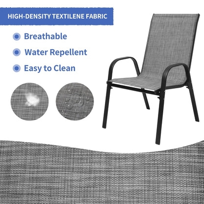 Set da pranzo per patio da 7/11 pezzi con tavolo da pranzo rettangolare estensibile in alluminio e sedie da pranzo in textilene da 6/10 pezzi