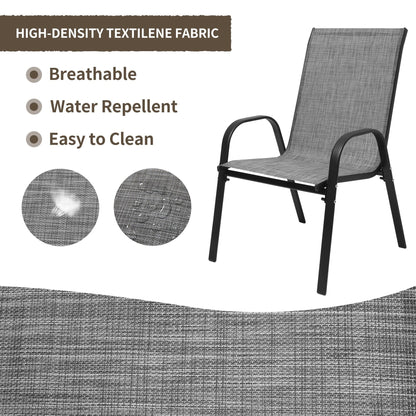 Set da pranzo per patio da 7/11 pezzi con tavolo da pranzo rettangolare estensibile in alluminio e sedie da pranzo in textilene da 6/10 pezzi