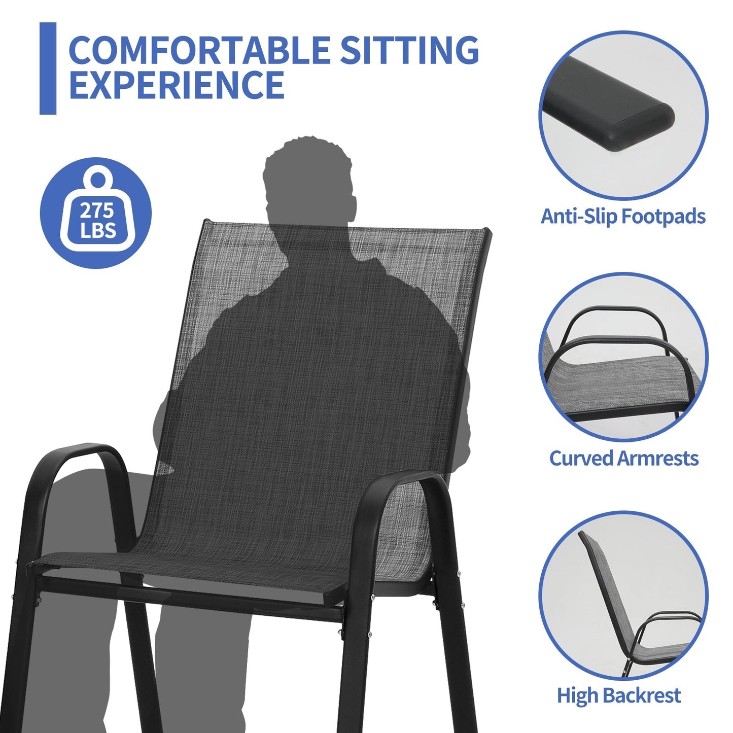 Set da pranzo per patio da 7/11 pezzi con tavolo da pranzo rettangolare estensibile in alluminio e sedie da pranzo in textilene da 6/10 pezzi