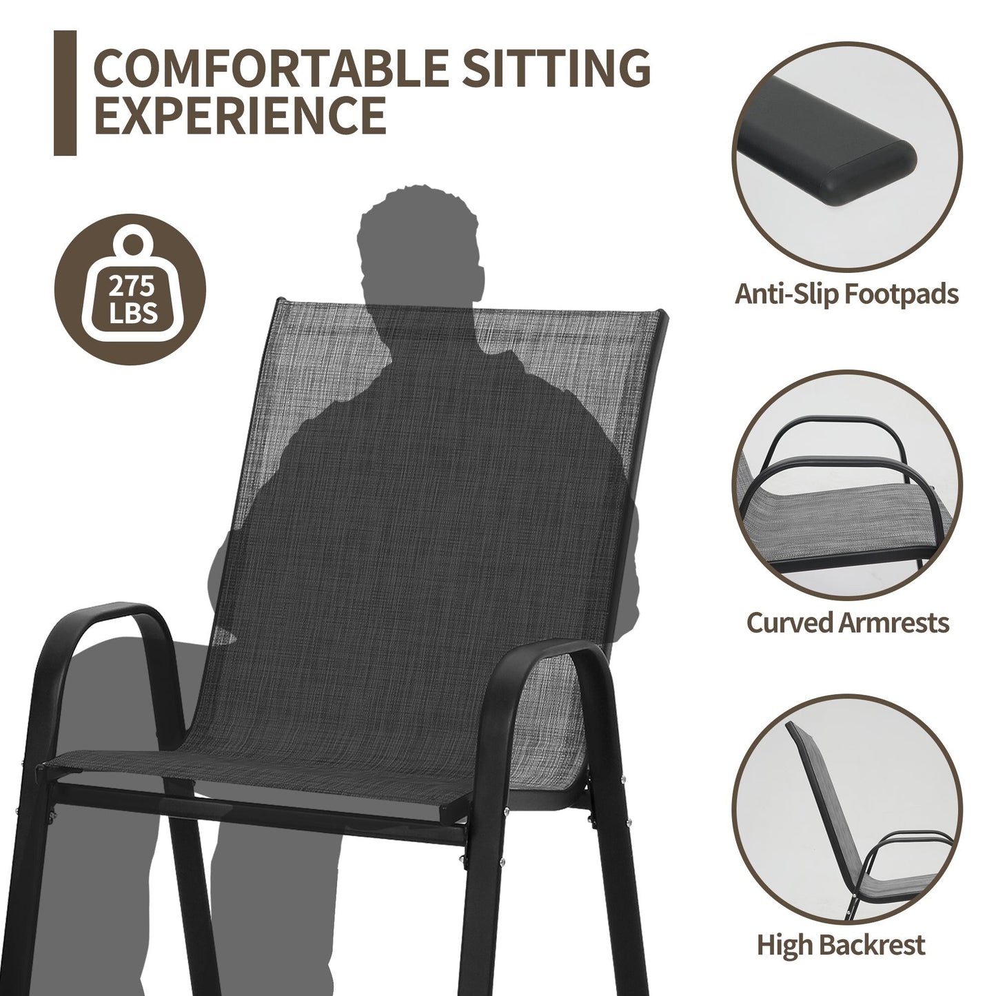 Set da pranzo per patio da 7/11 pezzi con tavolo da pranzo rettangolare estensibile in alluminio e sedie da pranzo in textilene da 6/10 pezzi