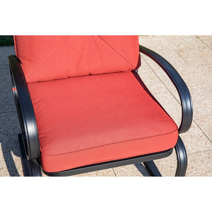 Set da pranzo per patio esterno 7/9 pezzi, 6/8 sedie con movimento a molla e cuscino, 1 sedia rettangolare