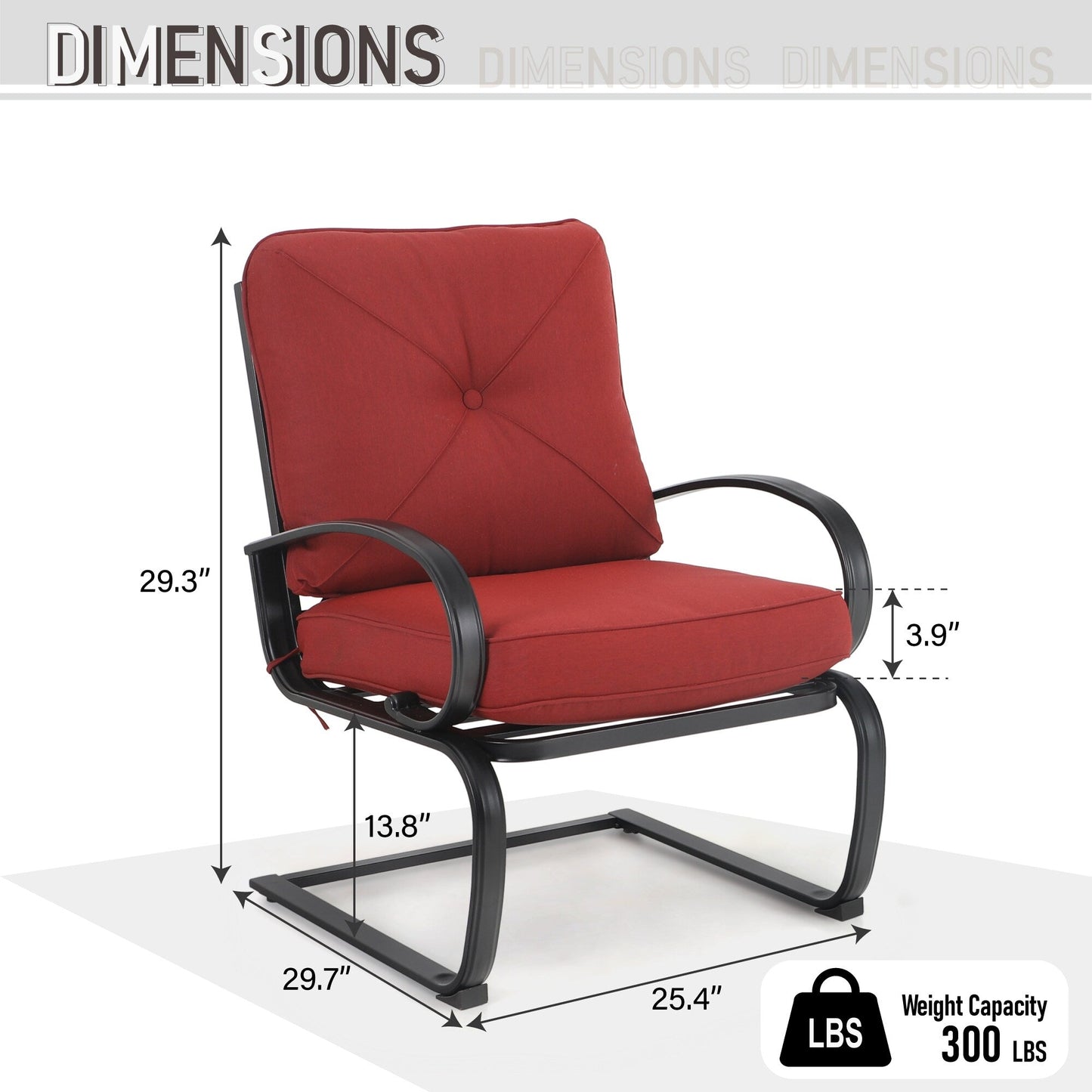 Set da pranzo per patio esterno 7/9 pezzi, 6/8 sedie con movimento a molla e cuscino, 1 sedia rettangolare