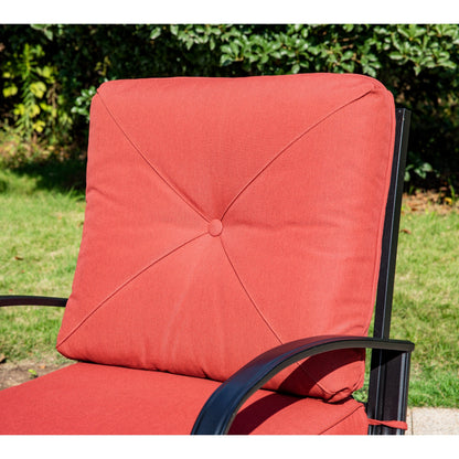 Set da pranzo per patio esterno 7/9 pezzi, 6/8 sedie con movimento a molla e cuscino, 1 sedia rettangolare