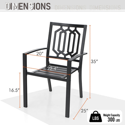 MAISON ARTS Set da pranzo per esterni con sedie impilabili in acciaio e tavolo estensibile