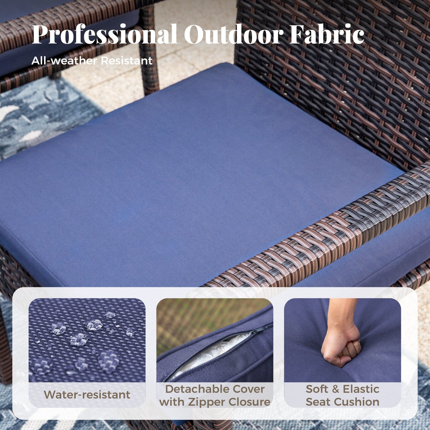 Set da pranzo per patio 7/9, tavolo da pranzo rettangolare espandibile per esterni con sedie in rattan