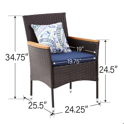 Set da pranzo per patio 7/9, tavolo da pranzo rettangolare espandibile per esterni con sedie in rattan