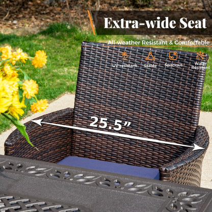 Set da pranzo per patio 7/9, tavolo da pranzo rettangolare espandibile per esterni con sedie in rattan