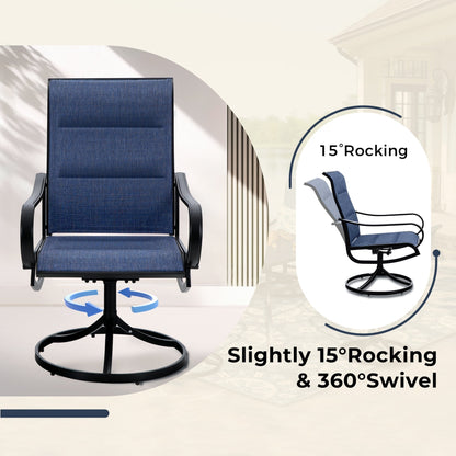 MAISON ARTS Set di mobili da pranzo per patio da 7/9 pezzi con sedie girevoli e 1 tavolo da pranzo rettangolare espandibile per esterni