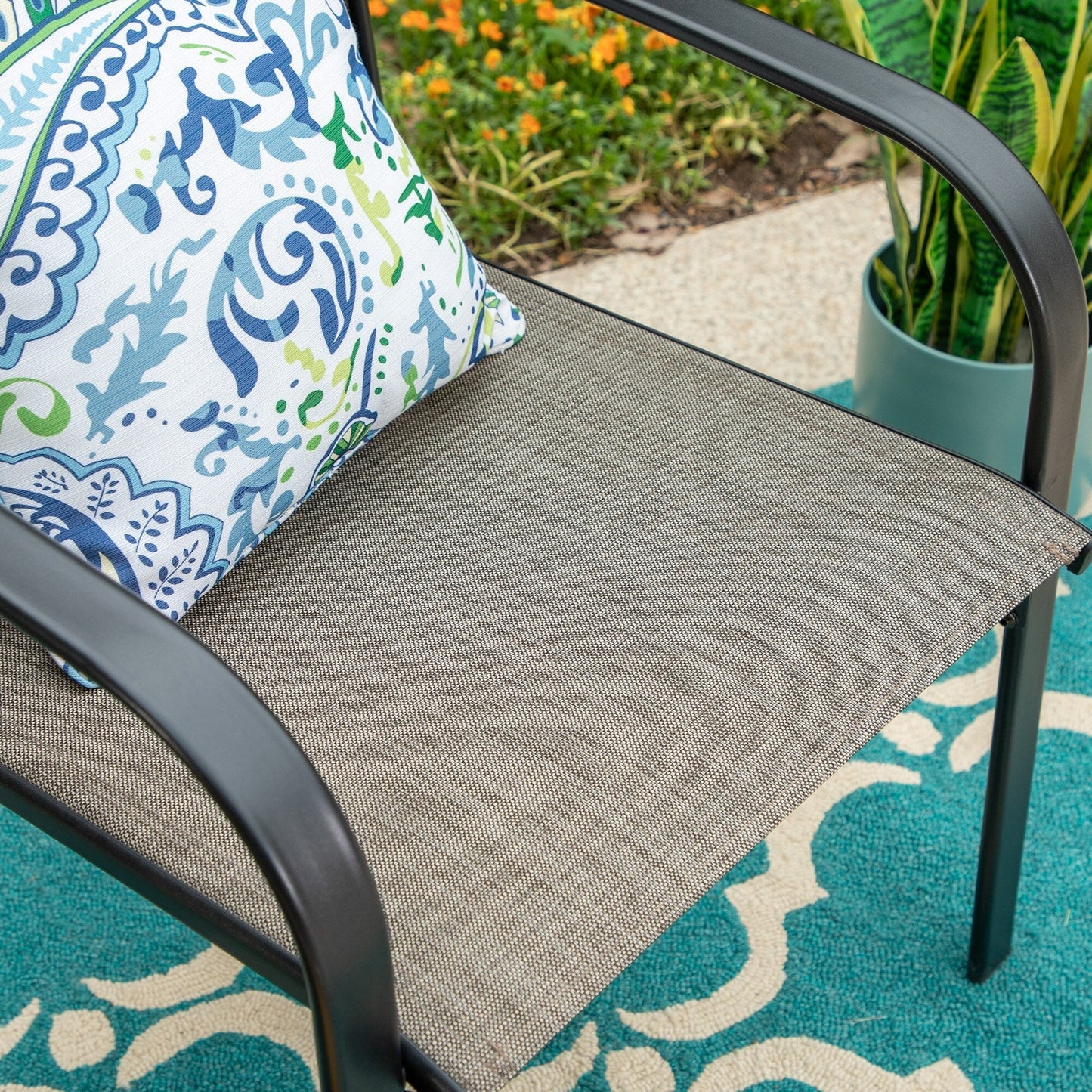 MAISON ARTS Set da pranzo per patio da 7/9 pezzi con tavolo rettangolare in metallo estensibile e 6/8 sedie da pranzo in textilene