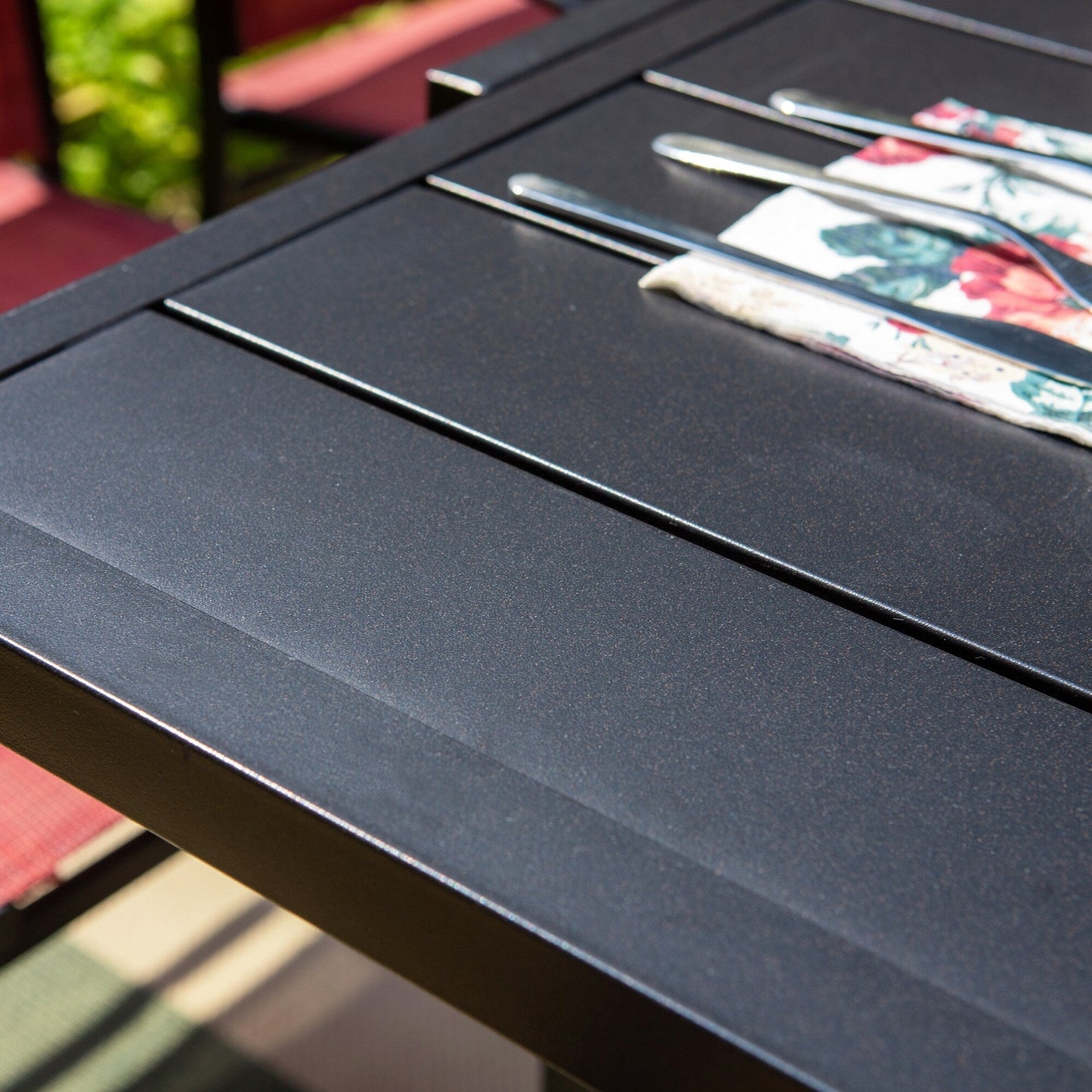 MAISON ARTS Set da pranzo per patio da 7/9 pezzi con tavolo rettangolare in metallo estensibile e 6/8 sedie da pranzo in textilene