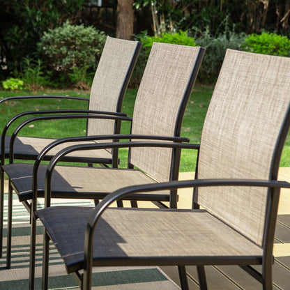 MAISON ARTS Set da pranzo per patio da 7/9 pezzi con tavolo rettangolare in metallo estensibile e 6/8 sedie da pranzo in textilene