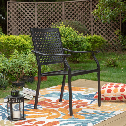 MAISON ARTS Set da pranzo da giardino con rivestimento E-coating da 9 pezzi, composto da 8 sedie impilabili e 1 tavolo estensibile in metallo