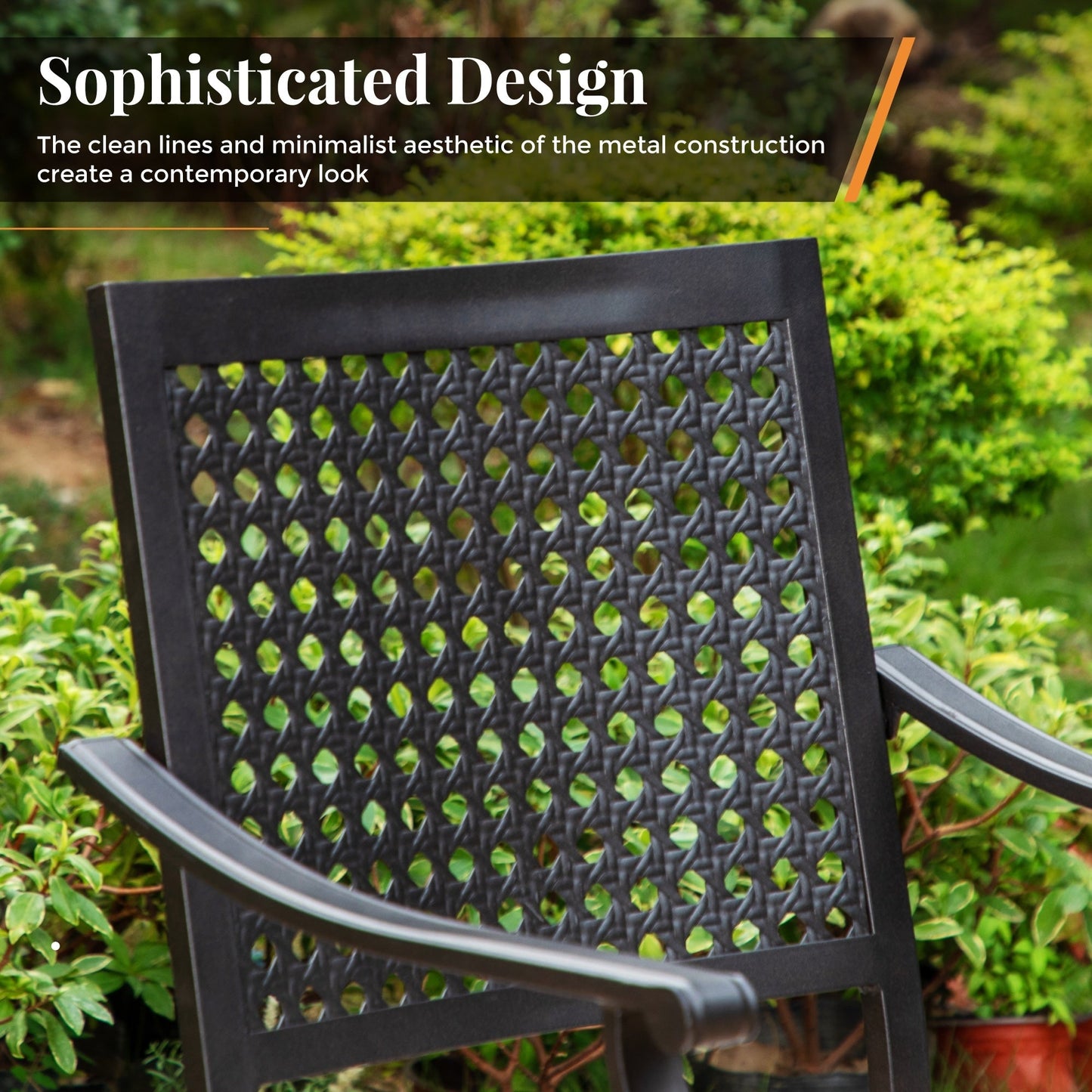 MAISON ARTS Set da pranzo da giardino con rivestimento E-coating da 9 pezzi, composto da 8 sedie impilabili e 1 tavolo estensibile in metallo