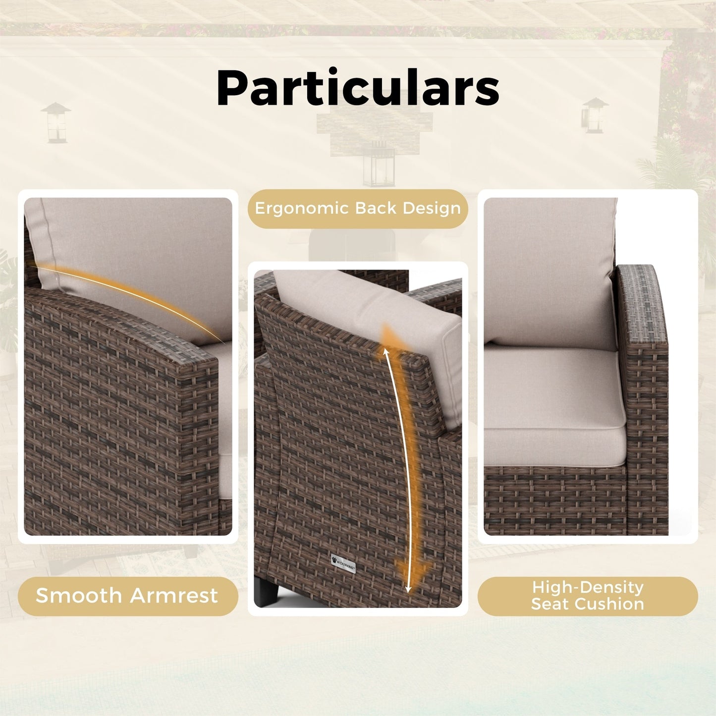 Divano componibile da esterno in vimini e rattan, 5/9 posti, set da conversazione di grandi dimensioni