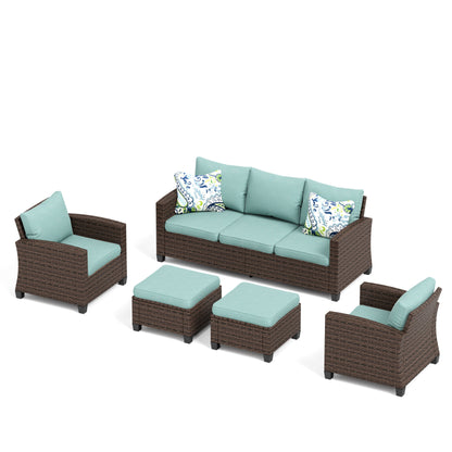 Divano componibile da esterno in vimini e rattan, 5/9 posti, set da conversazione di grandi dimensioni