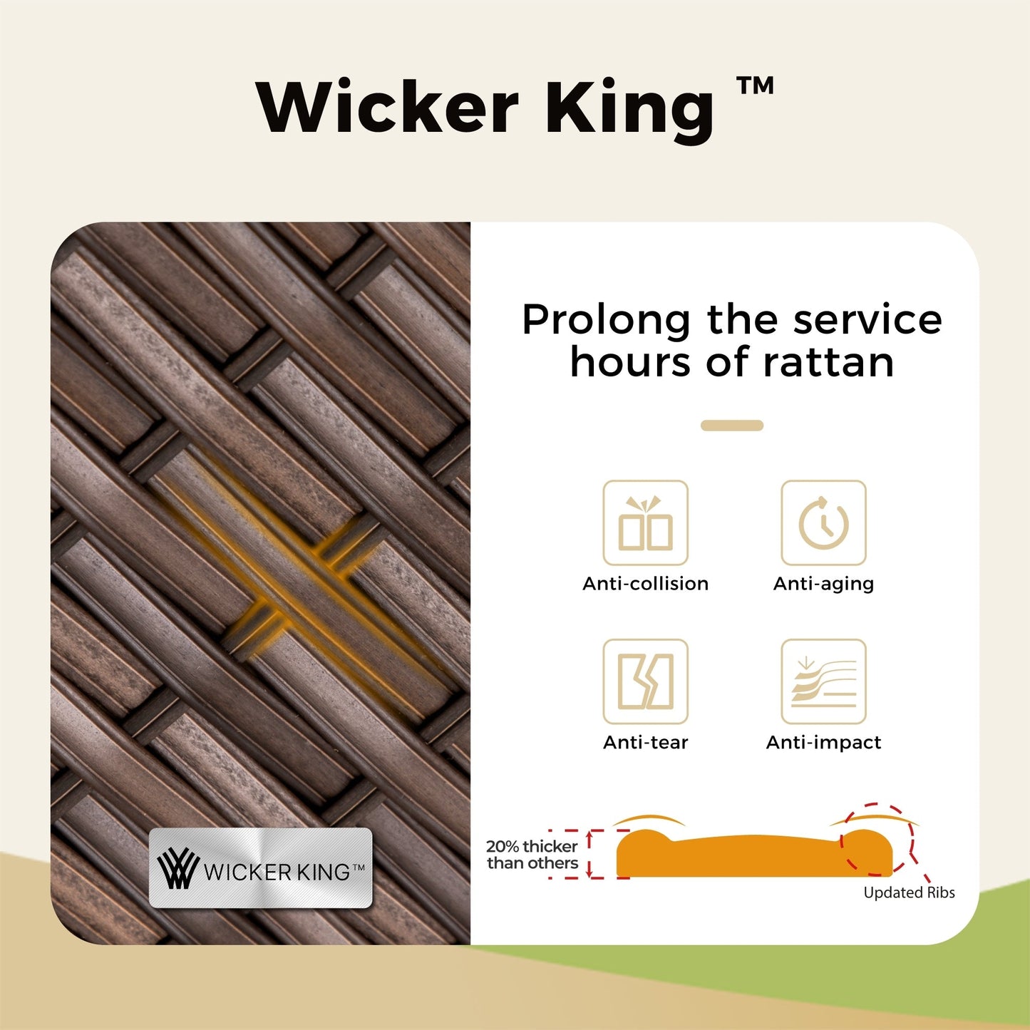 Divano componibile da esterno in vimini e rattan, 5/9 posti, set da conversazione di grandi dimensioni