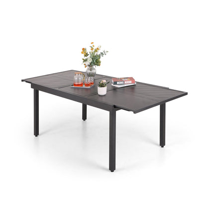 Set da pranzo per patio da 7/9 pezzi, tavolo da pranzo rettangolare espandibile per esterni con sedie a dondolo C Spring