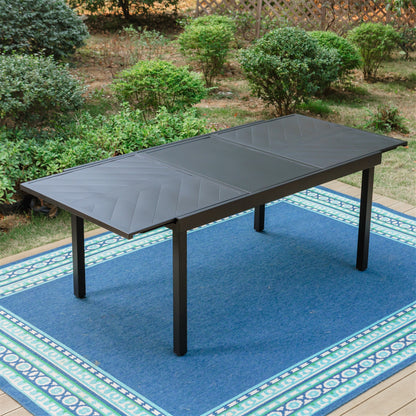 Set da pranzo per patio da 7/9 pezzi, tavolo da pranzo rettangolare espandibile per esterni con sedie a dondolo C Spring