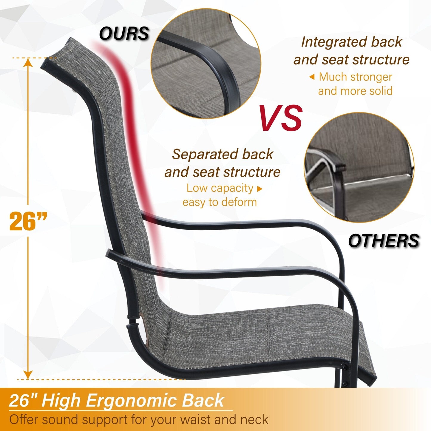 Set da pranzo per patio da 7/9 pezzi, tavolo da pranzo rettangolare espandibile per esterni con sedie a dondolo C Spring