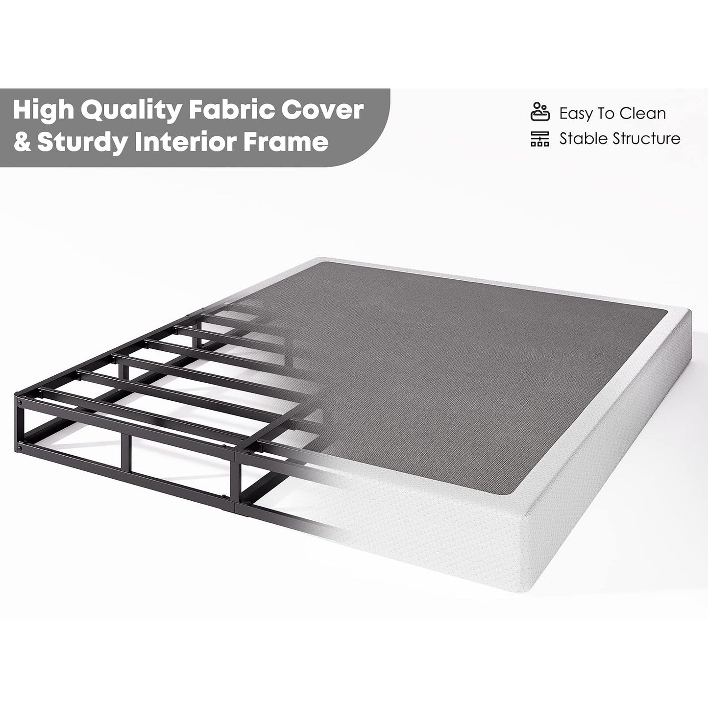 FSCHOS Rete a molle in metallo da 7 pollici, base per materasso Basics, senza gambe