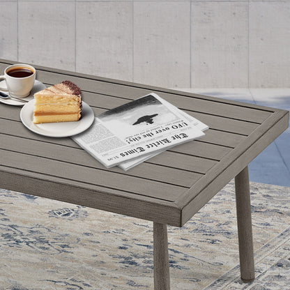 Set da conversazione in alluminio da 7 pezzi per patio, divano da esterno a 3 posti e divanetto con pouf e tavolino da caffè