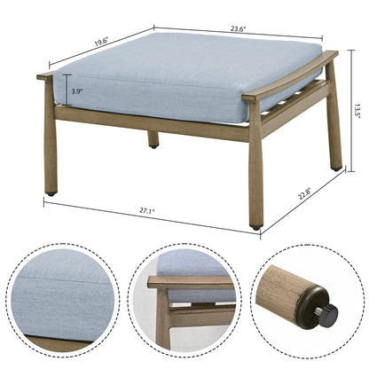 Set da conversazione in alluminio da 7 pezzi per patio, divano da esterno a 3 posti e divanetto con pouf e tavolino da caffè