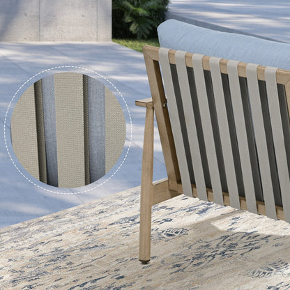 Set da conversazione in alluminio da 7 pezzi per patio, divano a due posti con pouf e tavolino da caffè