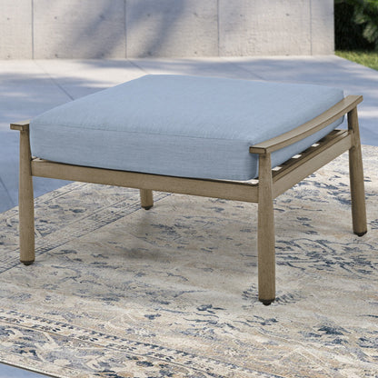 Set da conversazione in alluminio da 7 pezzi per patio, divano a due posti con pouf e tavolino da caffè