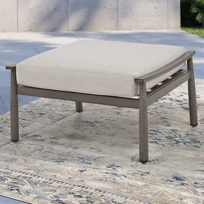 Set da conversazione in alluminio da 7 pezzi per patio, divano a due posti con pouf e tavolino da caffè