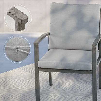 Set da pranzo da giardino in alluminio da 7 pezzi con tavolo e cuscini lavabili grigio chiaro