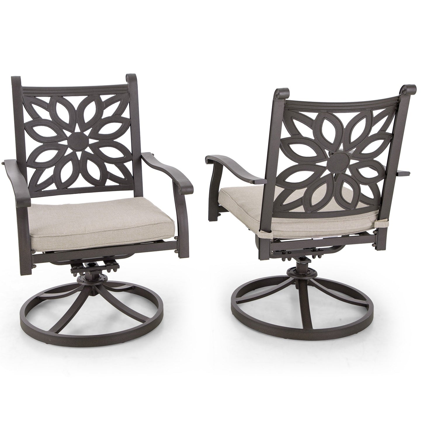 MAISON ARTS Set da pranzo da giardino in alluminio pressofuso da 7 pezzi con tavolo rettangolare espandibile e 6 sedie in alluminio pressofuso