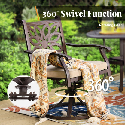 MAISON ARTS Set da pranzo da giardino in alluminio pressofuso da 7 pezzi con tavolo rettangolare espandibile e 6 sedie in alluminio pressofuso