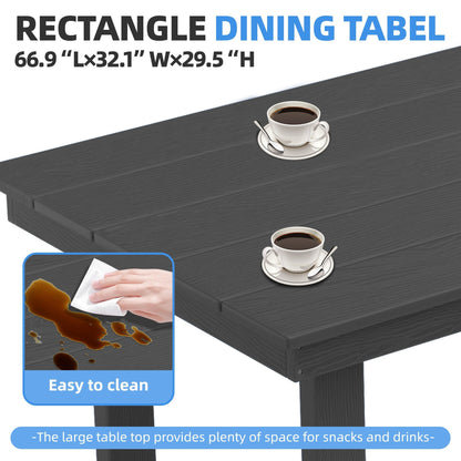 Set da pranzo per esterni in HDPE da 7 pezzi con foro per ombrellone - 1 tavolo e 6 sedie