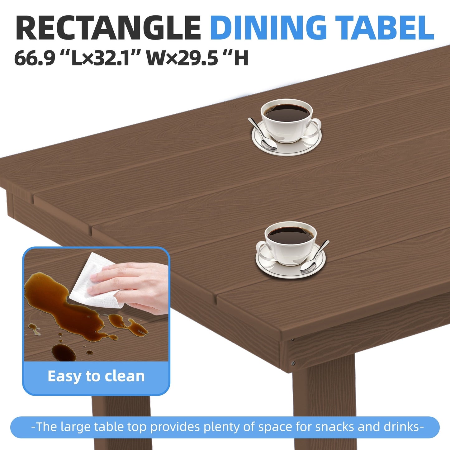 Set da pranzo per esterni in HDPE da 7 pezzi con foro per ombrellone - 1 tavolo e 6 sedie