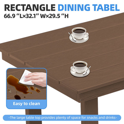 Set da pranzo per esterni in HDPE da 7 pezzi con foro per ombrellone - 1 tavolo e 6 sedie