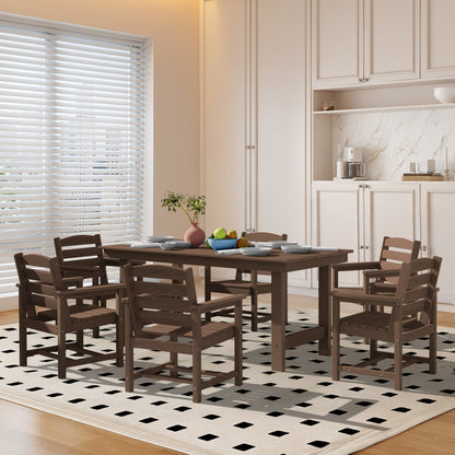 Set da pranzo per esterni in HDPE da 7 pezzi con foro per ombrellone - 1 tavolo e 6 sedie