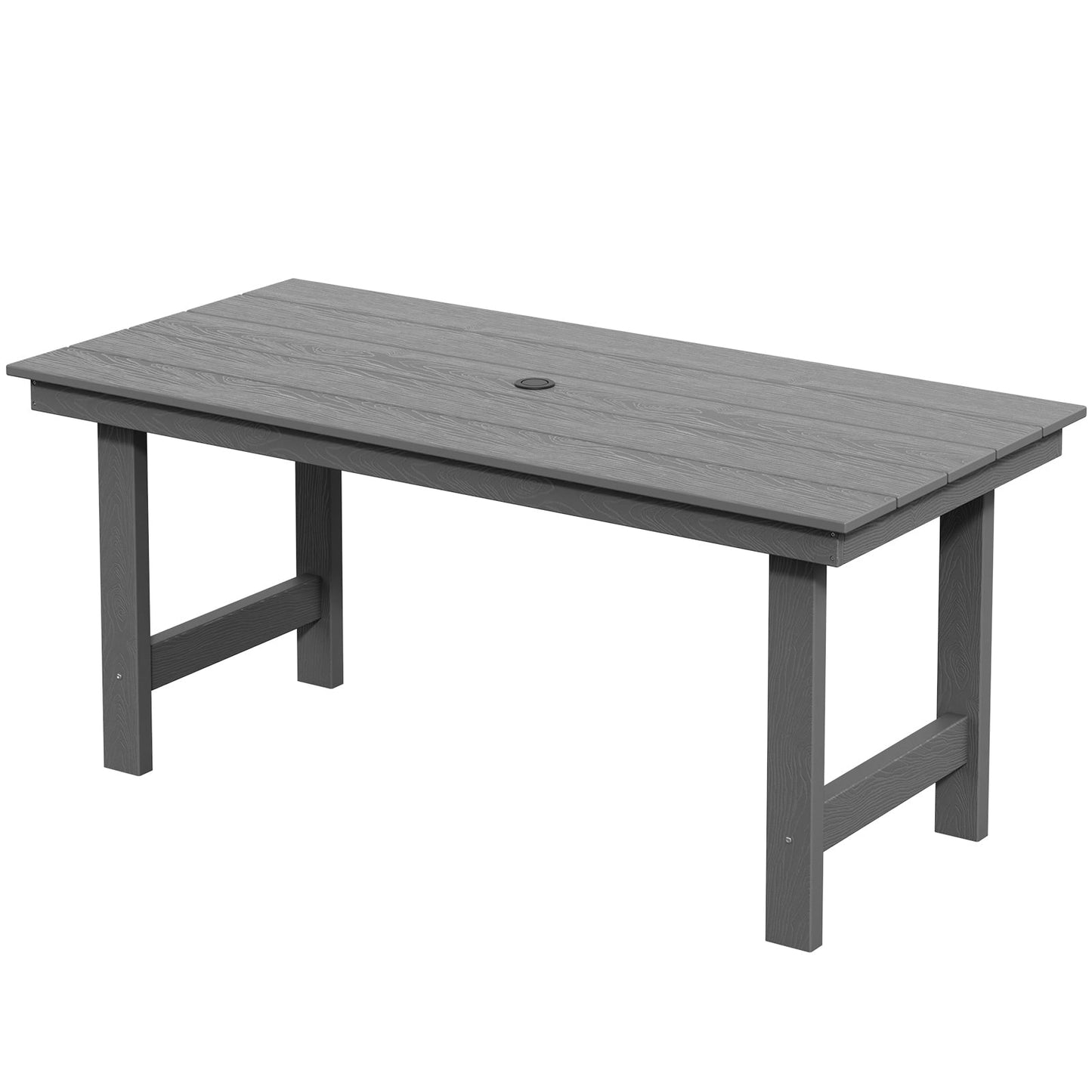 Set da pranzo per esterni in HDPE da 7 pezzi con foro per ombrellone - 1 tavolo e 6 sedie