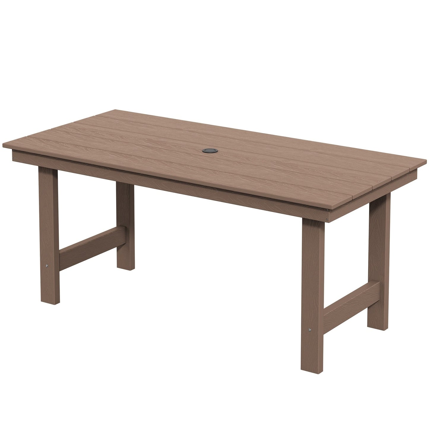 Set da pranzo per esterni in HDPE da 7 pezzi con foro per ombrellone - 1 tavolo e 6 sedie