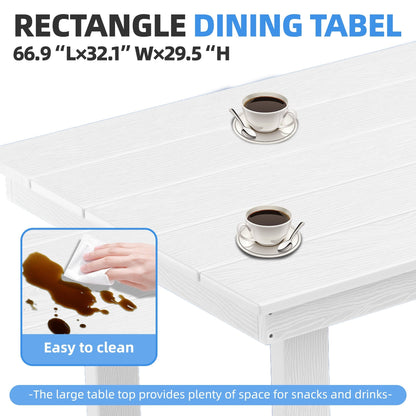 Set da pranzo per esterni in HDPE da 7 pezzi con foro per ombrellone - 1 tavolo e 6 sedie