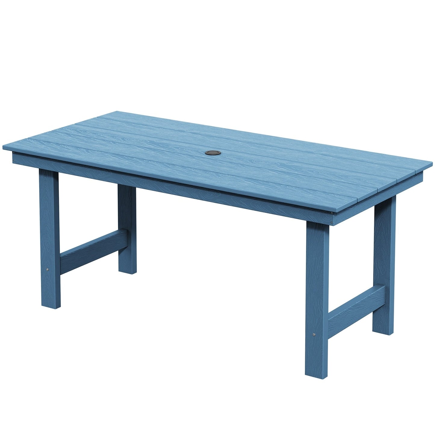 Set da pranzo per esterni in HDPE da 7 pezzi con foro per ombrellone - 1 tavolo e 6 sedie