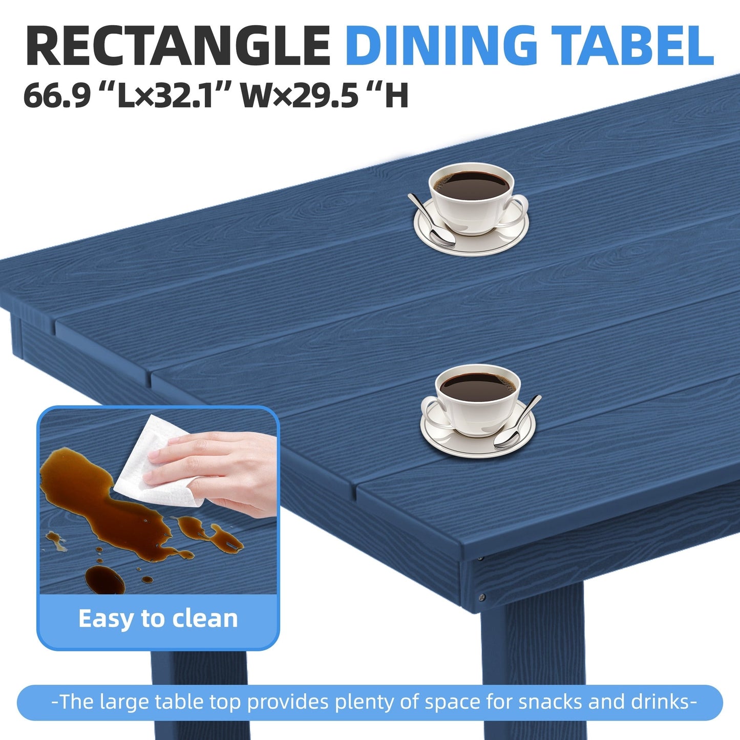 Set da pranzo per esterni in HDPE da 7 pezzi con foro per ombrellone - 1 tavolo e 6 sedie