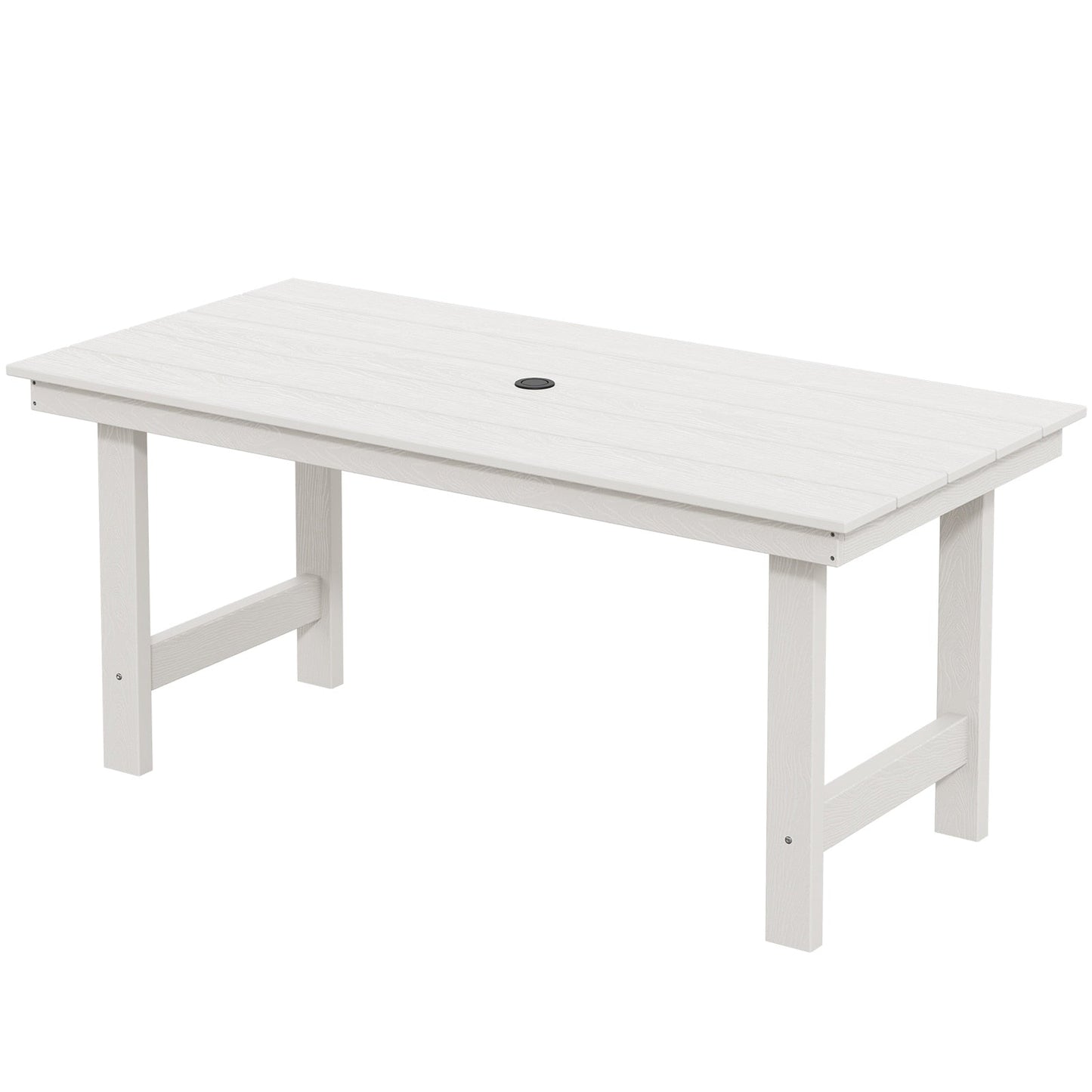 Set da pranzo per esterni in HDPE da 7 pezzi con foro per ombrellone - 1 tavolo e 6 sedie