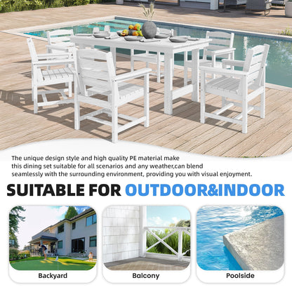 Set da pranzo per esterni in HDPE da 7 pezzi con foro per ombrellone - 1 tavolo e 6 sedie